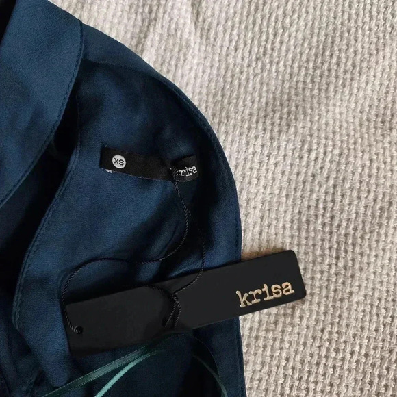 Krisa Halter Asymmetrical Ruffle mini dress Sz XS NWT Green y2k - Picture 6 of 11